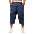 thumbnail image 1 of Ceisia Men's Multi-Pocket Cargo 3/4 Pants Loose Straight-Leg Workwear Shorts with Drawstring Cuffs for Summer Blue S Gifts, 1 of 4