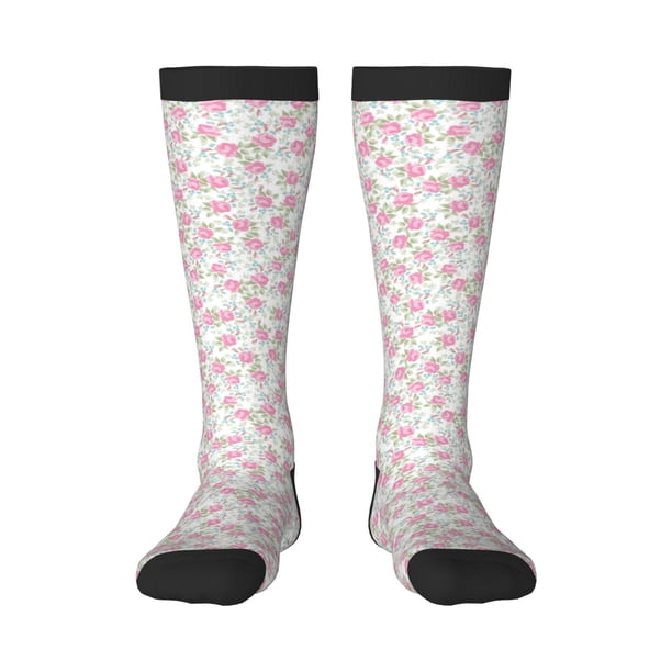 Fotbe Floral Calcetas Divertidas Estampadas para Hombre y Mujer, Calcetas de Algodón hasta la Rodilla para Caminar, Correr, Enfermería y Embarazo