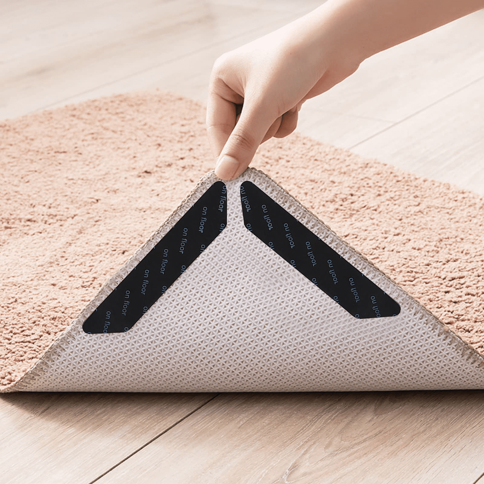 New 8 pc Anti-Slip Rug Grips Reusable Removable Washable White Carpet Mat Non 