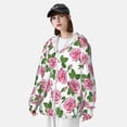 thumbnail image 4 of Pofeuu Rose Flowers Print Sun Protection Outdoor Lightweight Full Zip UV Cooling Hoodie Long Sleeve Summer Clothing for Outdoor Hiking-XX-Large, 4 of 5