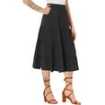 thumbnail image 4 of INSPIRE CHIC Women's Midi Skirts Solid Elastic Waist Flare A-Line Tiered Skirt with Pockets L Black, 4 of 7