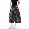 thumbnail image 5 of Womens Capris Casual Cargo Capri Pants Loose Fit Straight Leg Cropped Trousers Camo Camouflage L, 5 of 7
