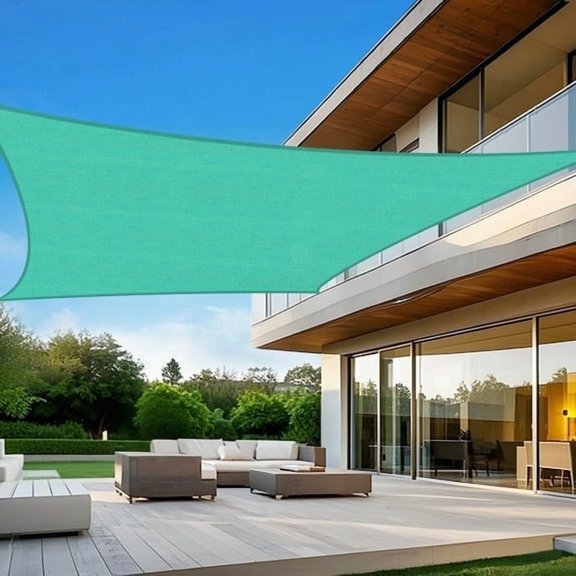 NAWAY 10'X10' Turquoise Rectangular Sun Shade Sail – HDPE 95% UV Block Outdoor Canopy for Patio, Garden, Breathable & Sun Shade with D-Rings