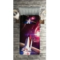 thumbnail image 2 of Ambesonne Galaxy Quilted Coverlet 2 Pcs, Milky Way Galactic Theme, Twin Size, Magenta White, 2 of 2