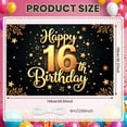 thumbnail image 2 of Golden Theme Happy 16th Birthday Banner Star Decorated Sweet 16 Display Sparkling Design Black Background 16th Celebration Banner for Sweet 16 Party Teen Birthday Celebration Birthday Photo Shoot, 2 of 9