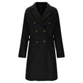 thumbnail image 5 of ClodeEU Women's Winter Wool Blend Trench Coat, Long Double Breasted Lapel Coat Black,Womens Plus S, 5 of 6