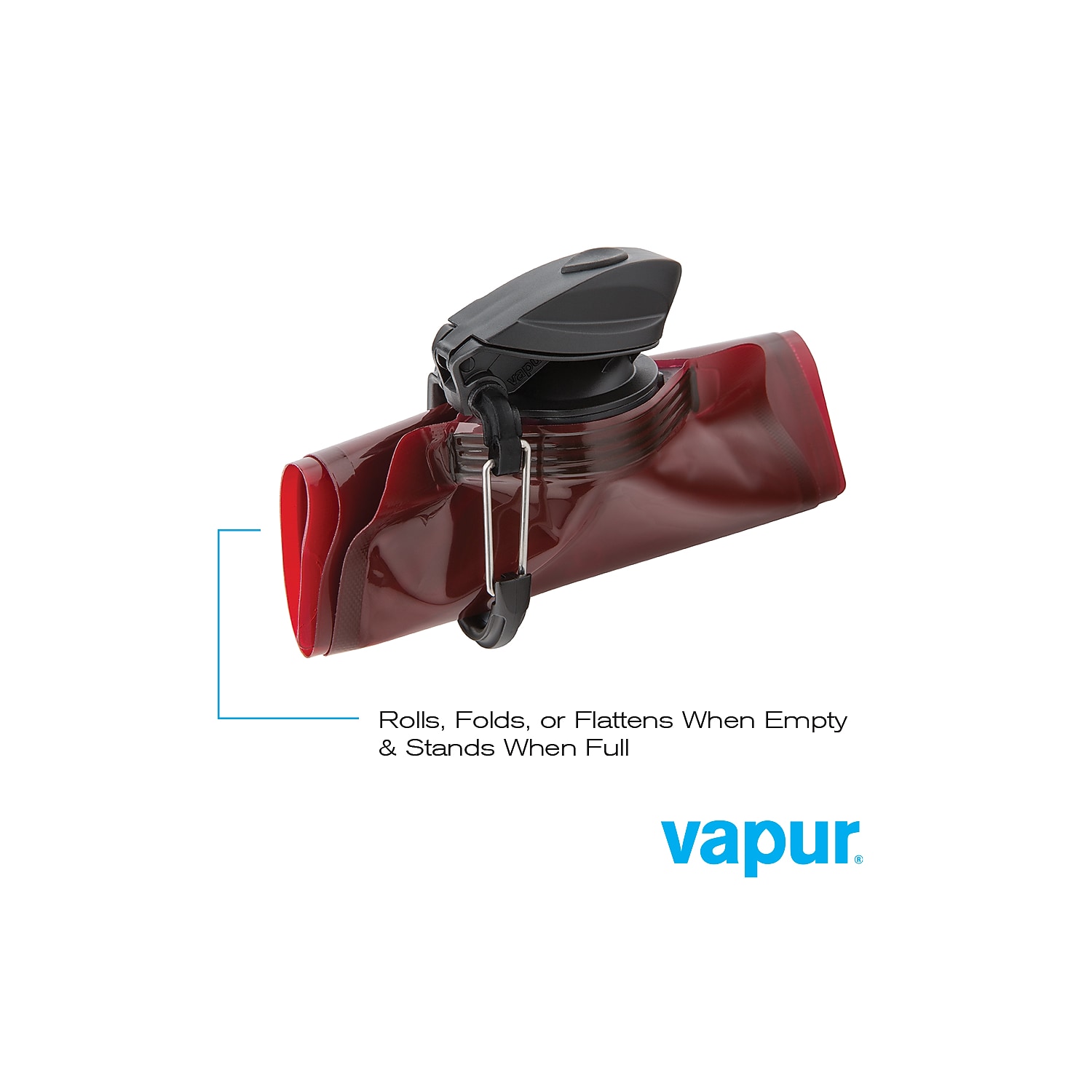 Vapur Anti-Bottle Collapsible Plastic Water Bottle 34 oz. Burgundy (10279)