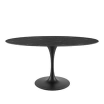 Dining Table, Oval, Artificial Marble, Metal Steel, Black, Modern Contemporary Urban Design, Kitchen Room Cafe Bistro Restaurant Hospitality