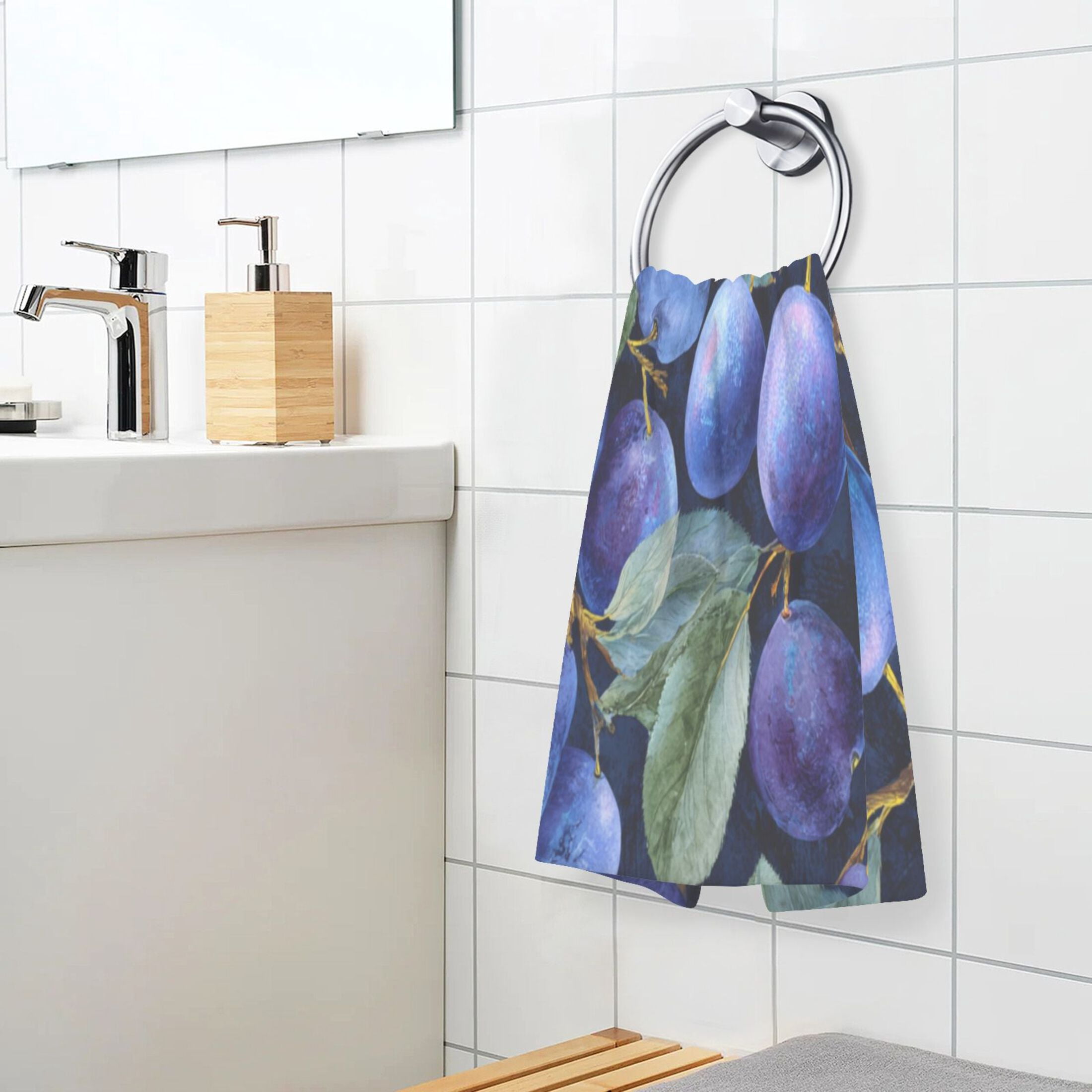 2 Pieces of Cotton Towel Face Towel Set Hand Towel Bath Towel Cotton Bath Towel Sets Deep Blue Plum
