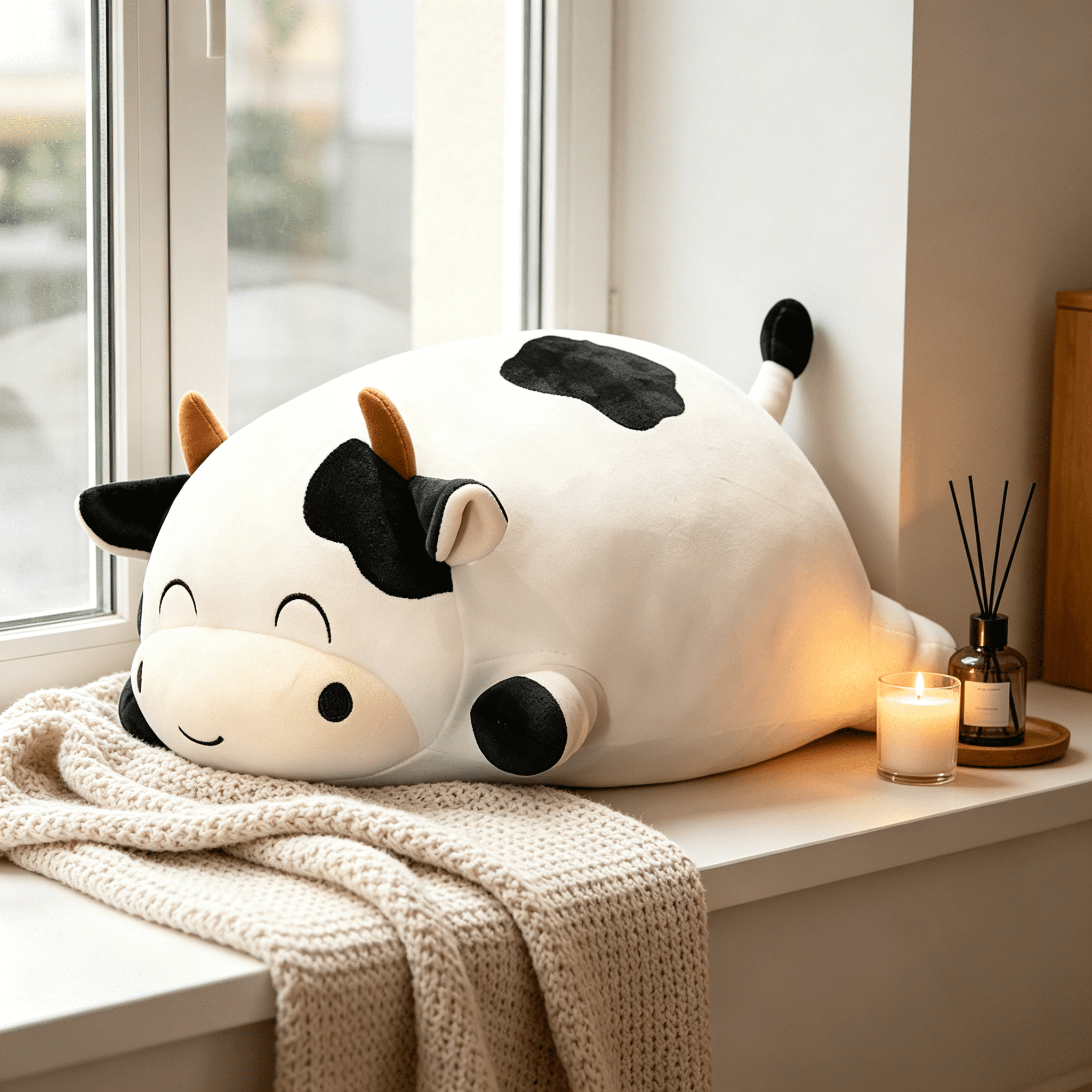 CYFW 2026 New Weighted Plush Cow Pillow 13.8In Animals Series Cute Cow Plushie Dolls for Boys and Girls for Kids,Home,Nap