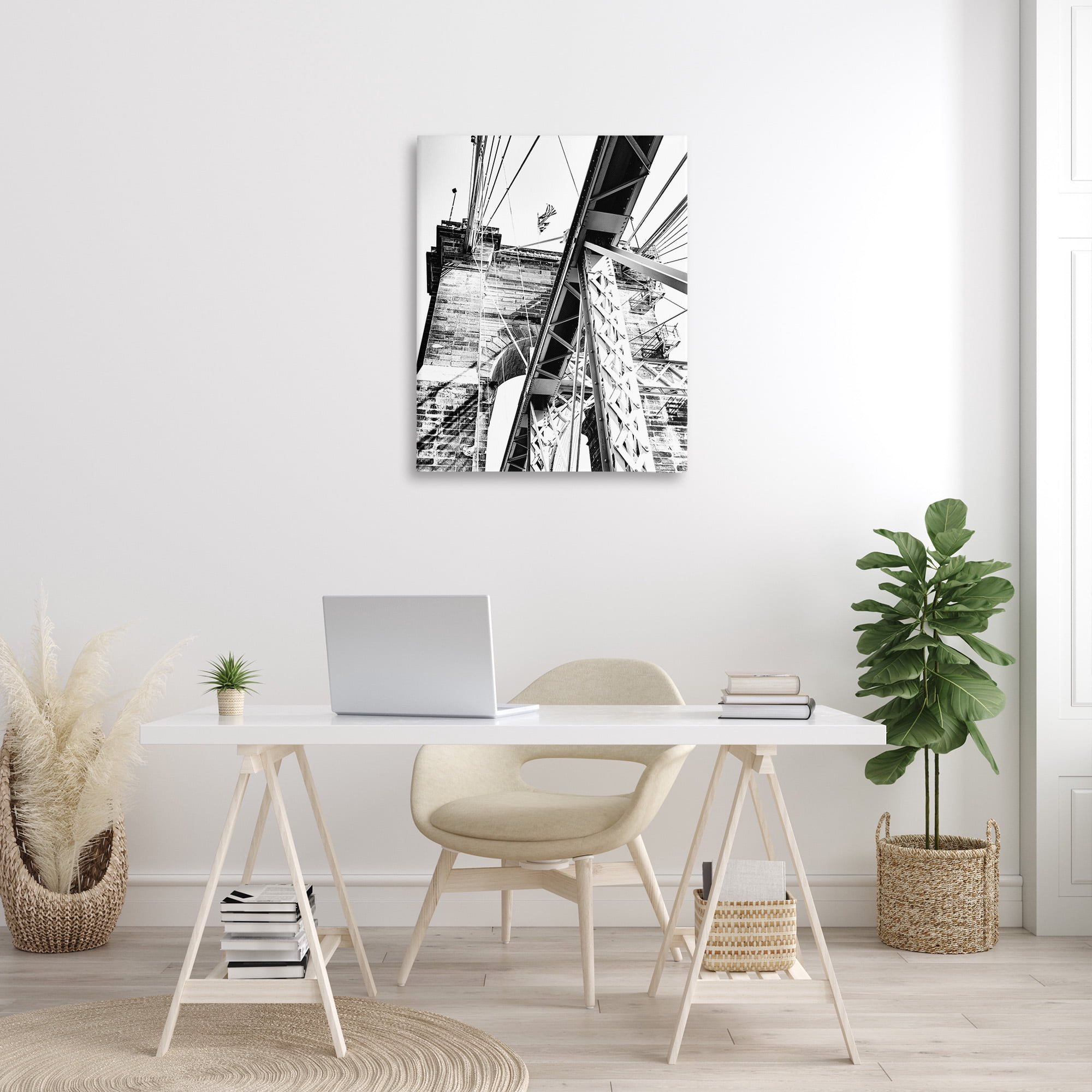 Stupell Industries Grey Urban Bridge Travel & Places Photography Gallery Wrapped Canvas Art Print Wall Art, 30 x 40