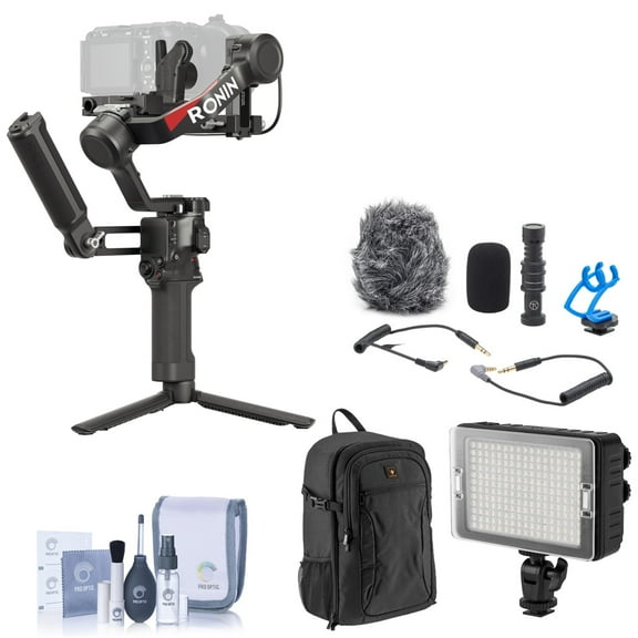 DJI RS 4 Combo, Bundle with On-Camera LED Light, Shotgun Microphone and Backpack