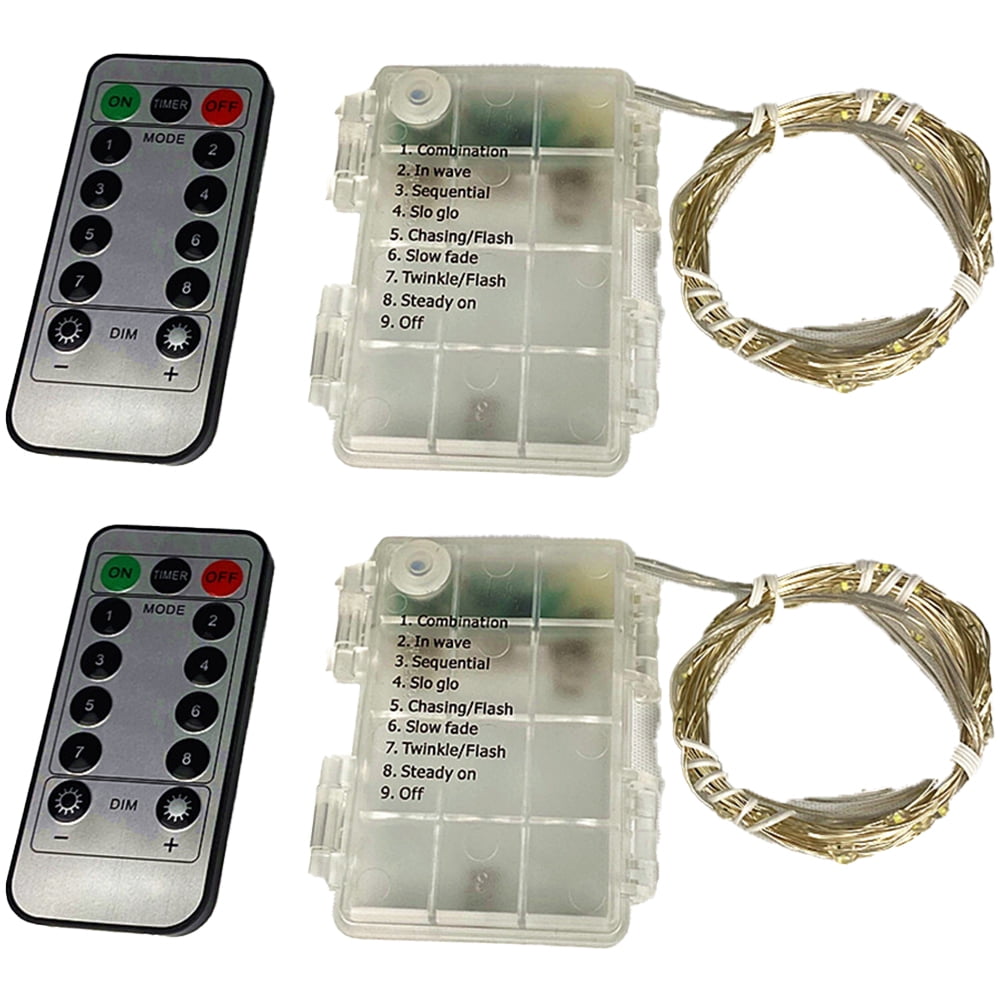 2 Pack String Lights, 33 Feet 100 LEDs,USB Bendable Blinking Lights