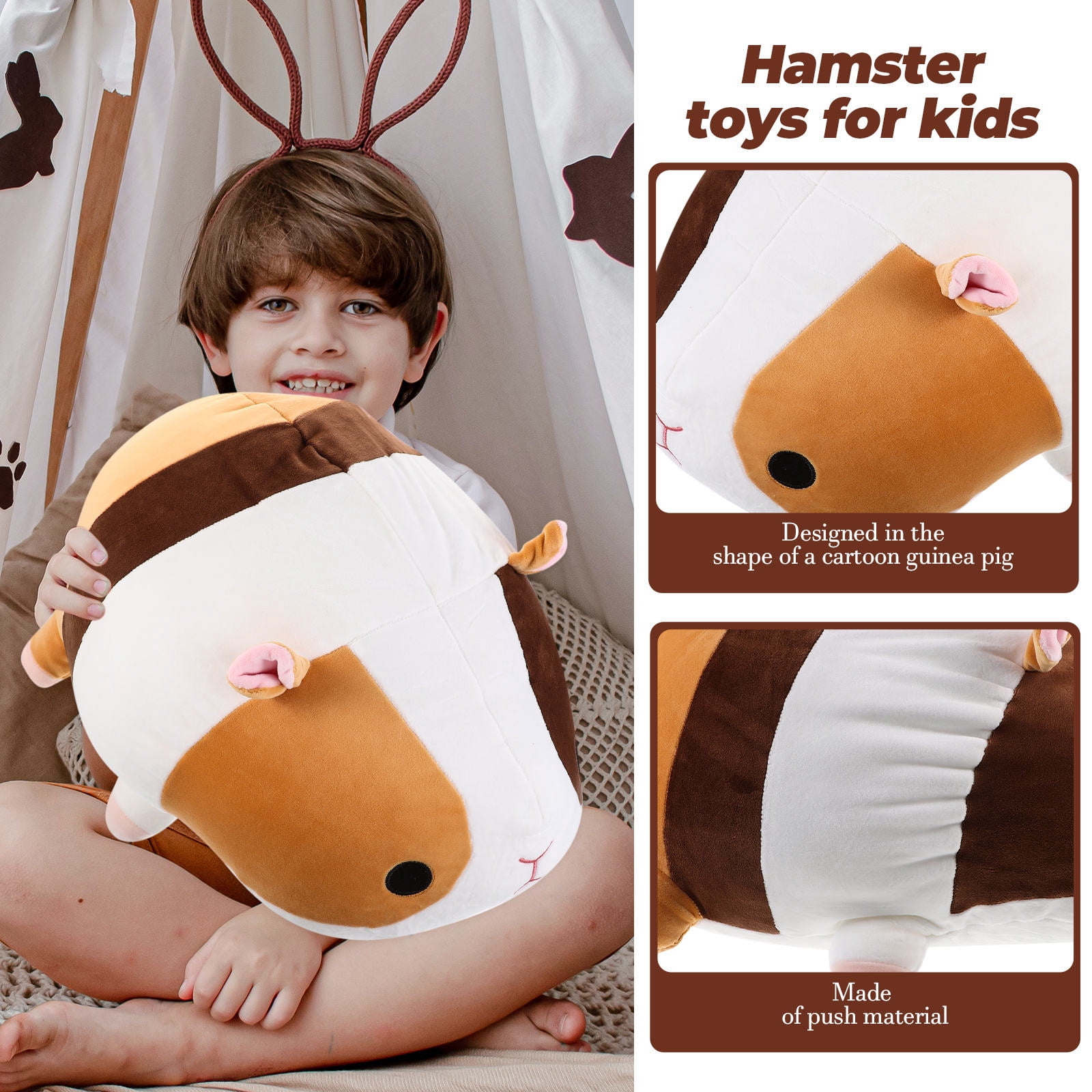 LEORX Adorable Capybara Plush Pillow Toy Cartoon Guinea Pig Shape 1Pcs Relaxation