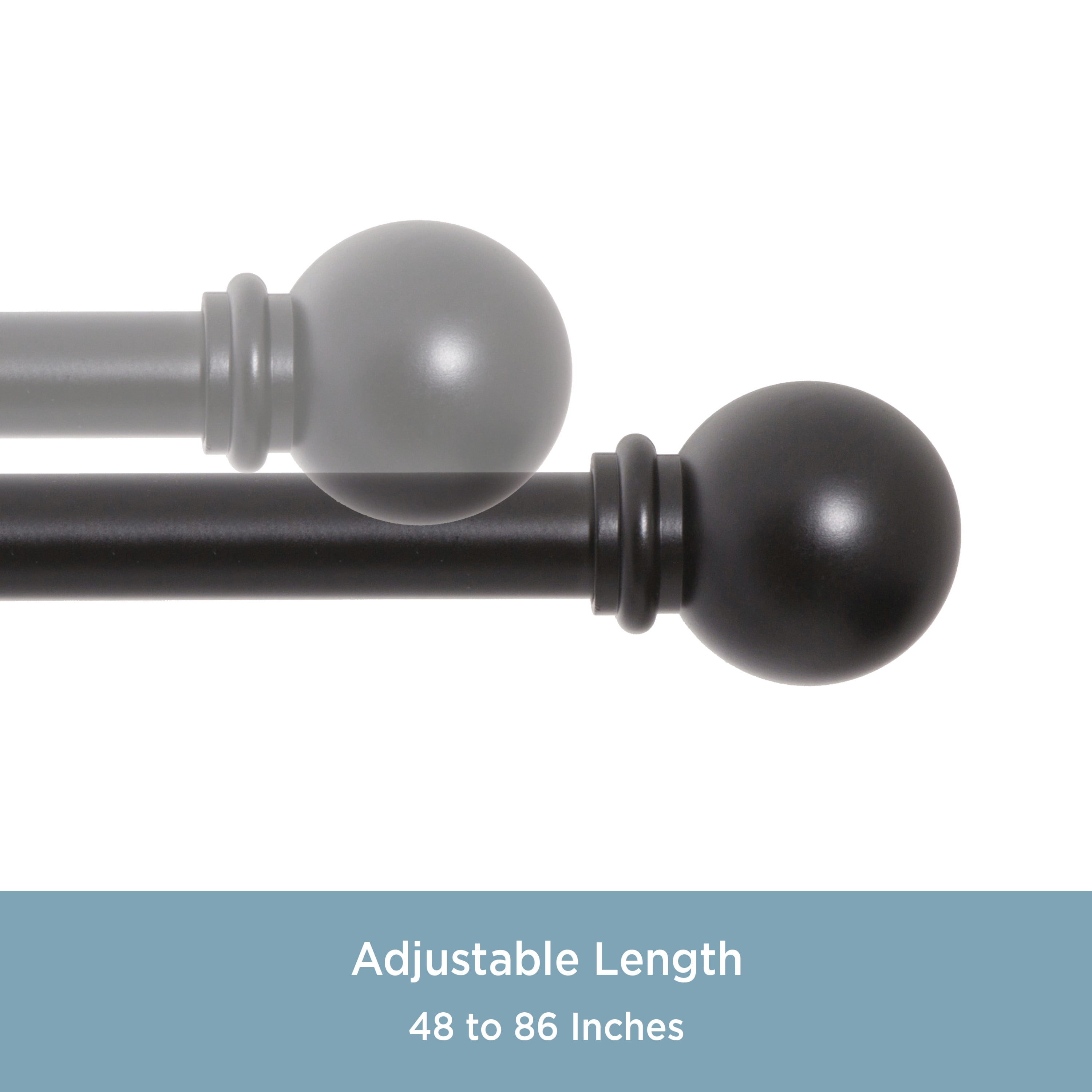 Chelsea 48-86 in. Decorative Curtain Rod & Holdback Set, 5/8 in. Diameter