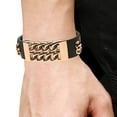 thumbnail image 2 of Arista Men's Skull Bracelet in Black Leather and Rose Plated Stainless Steel, 8.5", 2 of 3
