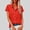 Red, variant on BRGZLK Women's Cotton Linen Shirt Turn Down Collar Short Sleeve Button Down Roll Up Loose Fit Casual Comfy Summer Beach Vacation Tops Orange L