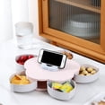 thumbnail image 3 of Creative Rotating Snack Tray with Divided Compartments, Portable Snack Box for Movie Nights and Travel, Lazy Food Organizer with Rotating Lid, for Party & Home Use, Easy to Clean Pink, 3 of 4