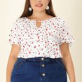 thumbnail image 2 of BluDe GaEstampado Floral ManAcampanaOjo De CerraduTalGrande PaMujer blanco rojo 4XL, 2 of 5