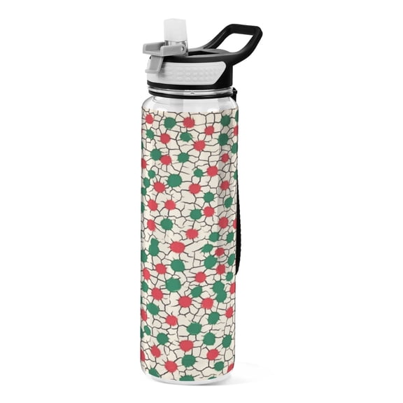 Whimsical Polka Dots 1000ml Tritan Sport Bottle Straw LeakProof Food-Grade Portable Wide Handle
