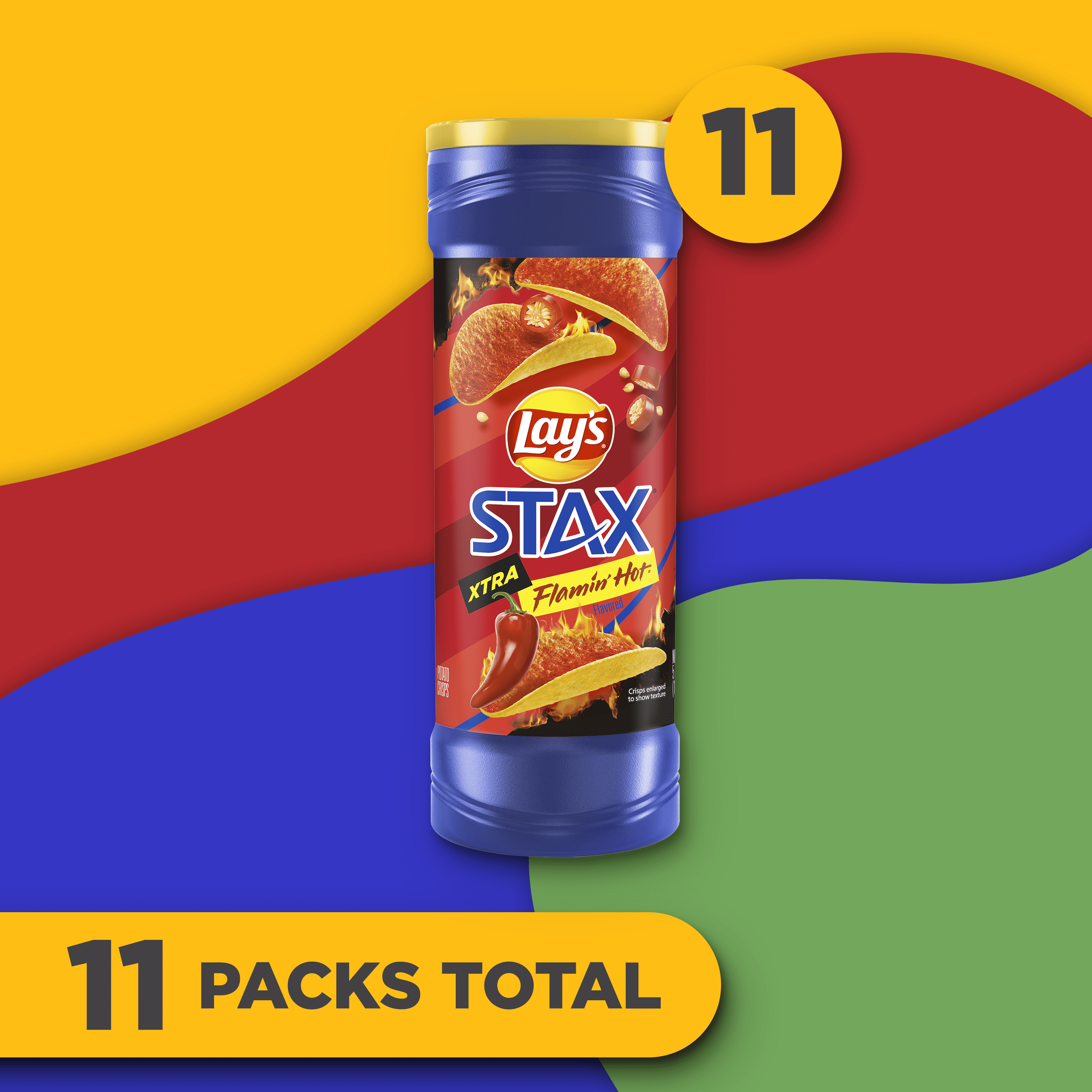 (11 pack) Lay's Stax Potato Crisps Xtra Flamin' Hot Flavor, 5.5 oz