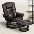 thumbnail image 3 of Flash Furniture Bali LeatherSoft Upholstered Recliner with Ottoman, Arms, and Headrest, Brown, 3 of 14