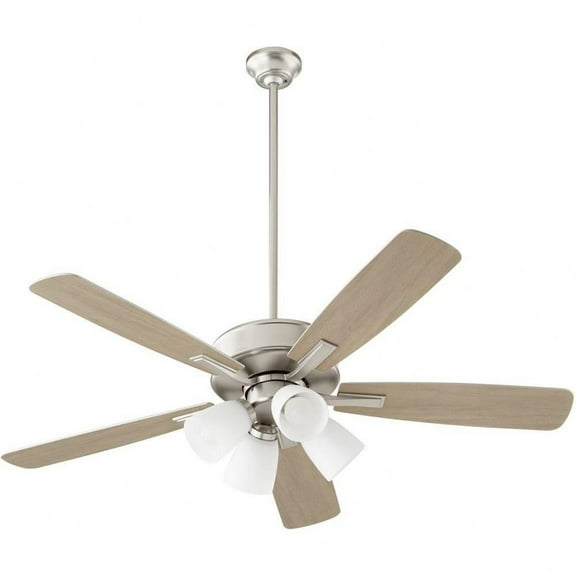 Milky Whey 5 Blade Ceiling Fan with Light Kit in Transitional Style-18.25 inches Tall and 52 inches Wide-Satin Nickel Finish-Silver/Weathered Gray