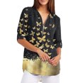 thumbnail image 4 of Camisas de verano para mujer, túnica informal con cremallera, cuello en V, blusa enrollable, camiseta Pompotops lopia997228, 4 of 6