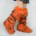 thumbnail image 5 of Women's Knee High Faux Fur Boots With Belt Buckle Flat Heel Warm Comfort Winter Boots, 5 of 5