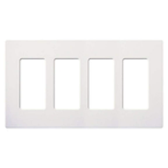 Lutron CW-4-WH Four Gang Claro Decora-Style Screwless Wall Plate White