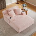 thumbnail image 2 of VEPXXP 66" Oversized Chaise Lounge Chair, Boneless Corduroy Lounge Chair with Cup Holders Side Pockets Pillows, Cozy Reading Sofa Bed Sleeper Couch for Living Room, No Assembly, Pink, 2 of 9