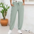 thumbnail image 2 of Bovemsi Casual Pants for Women Women's Linen Wide Leg Loose High Waist Beach Haren Pockets Beach Trousers (Available in Plus Size), 2 of 7
