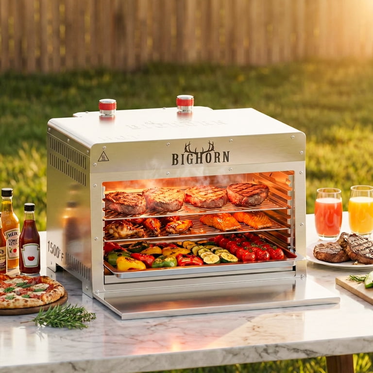 BIG HORN OUTDOORS 1500℉ Dual Infrared Burner Steak Grill with