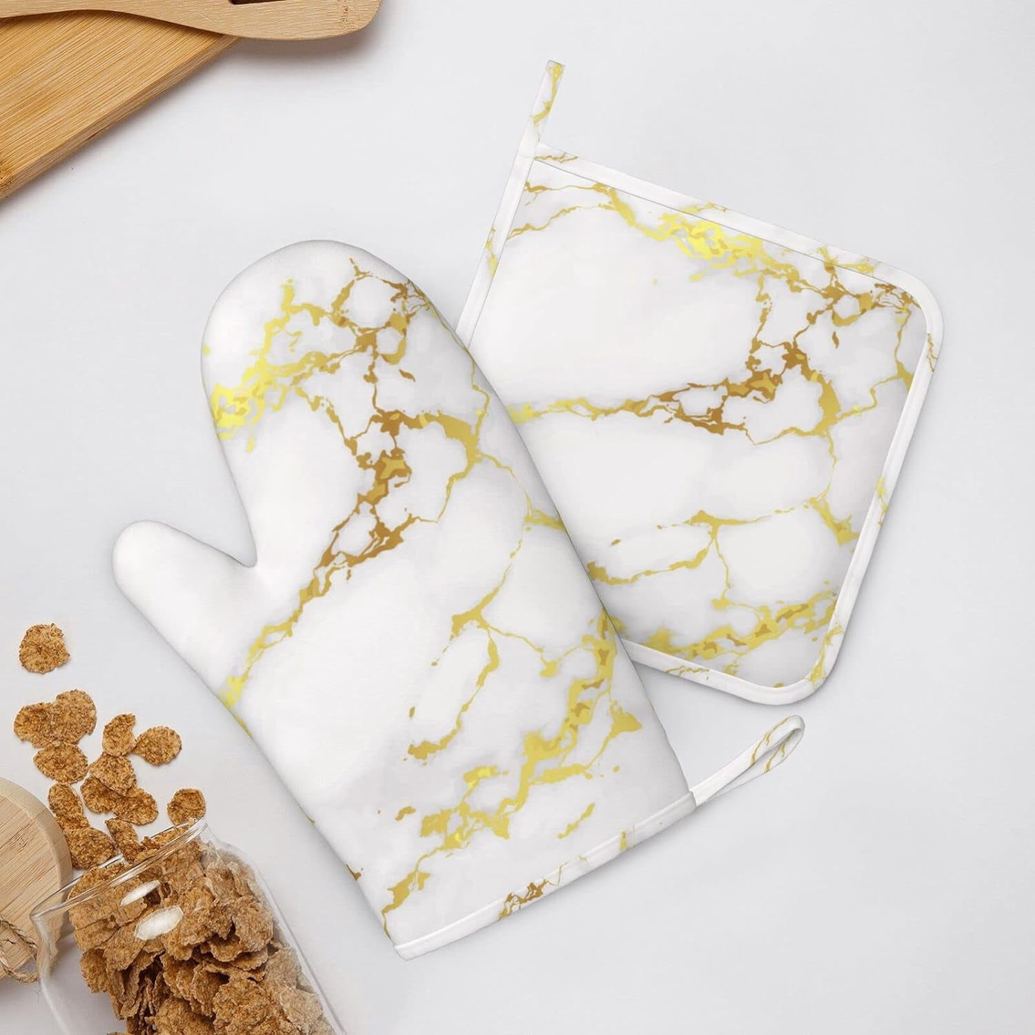 Silicone Oven Mitts Pot Holders Set Non-Slip Heat Resistant Kitchen Gloves Potholders 4 Pack Mitt