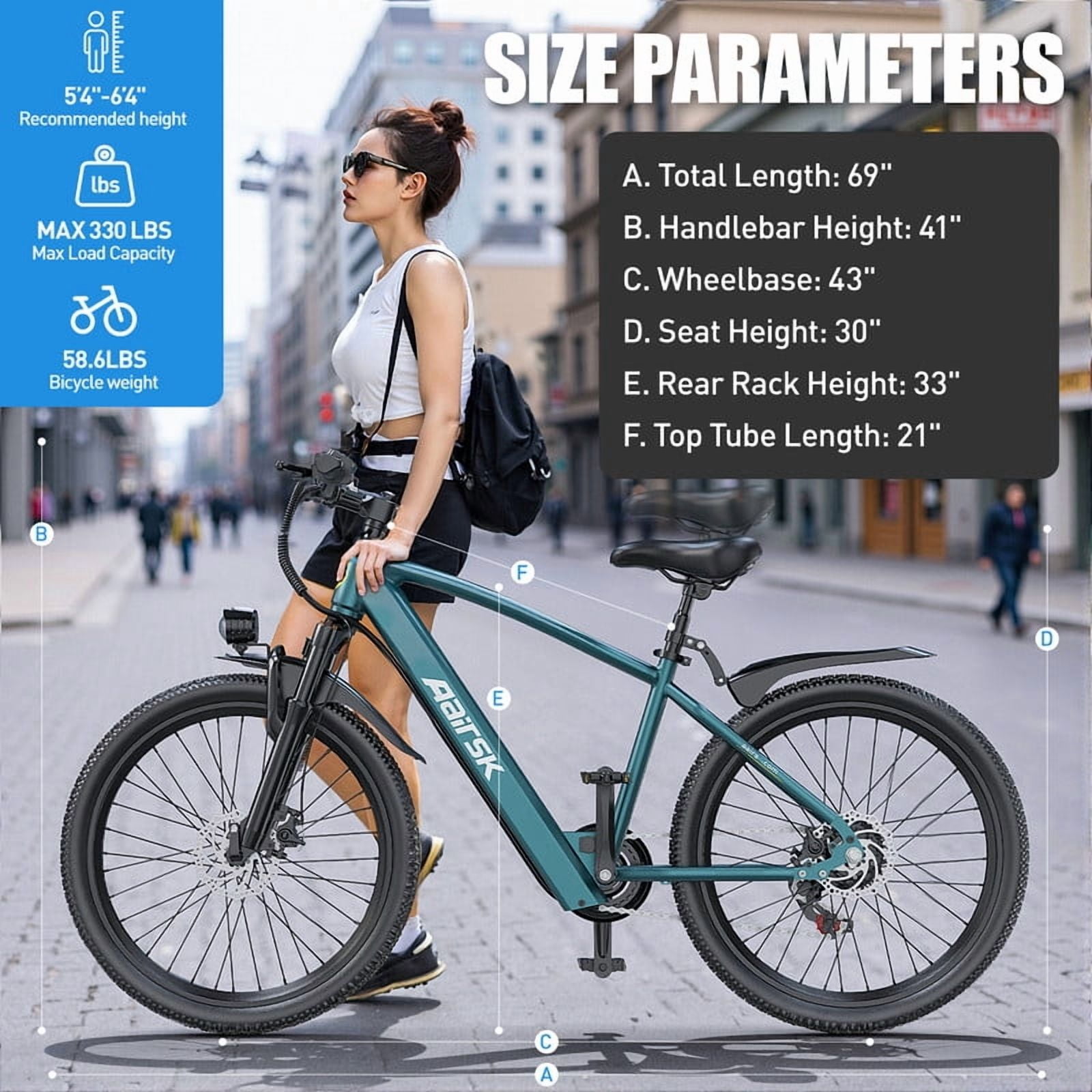 Unibike 26'' Electric Mountain Bike for Adults, Top Speed 22 MPH, 400W Ebike for Teens, 36V 10AH Lithium Battery, UL2849