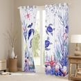 thumbnail image 3 of Feelyou Cartoon Sea Turtle Black Out Curtains, Kawaii Ocean Animal Curtains Pack of 2 (42x63 Each), Seashell Starfish Coral Bedroom Curtains, Blackout Curtains Home Decor, 3 of 6