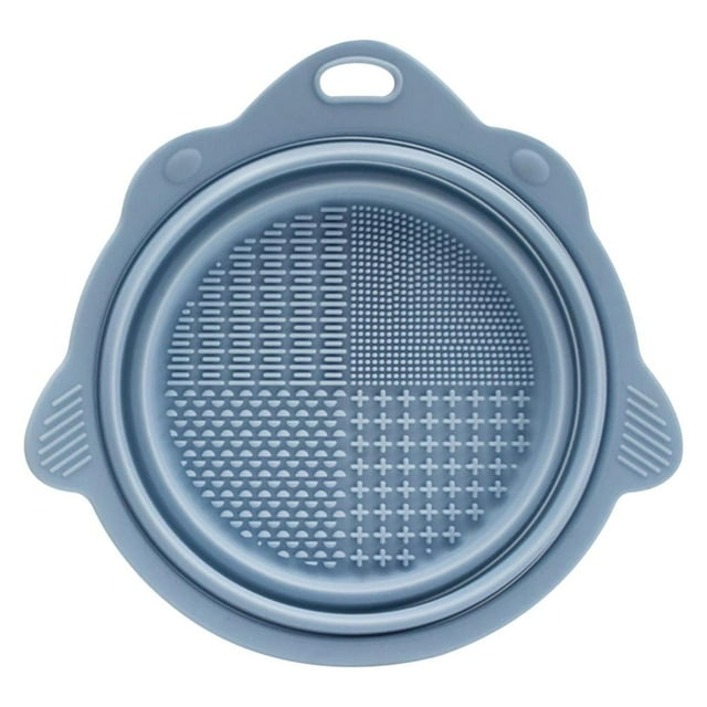 Collapsible Makeup Brush Cleaning Bowl with Deep Design, Silicone Tool for Powder Puffs and Beauty Brushes, Splash-Proof and Foldable for Compact Storage