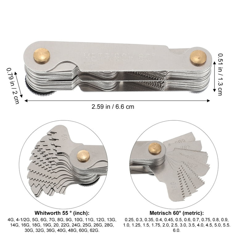 Screw Thread Pitch Cutting Gauge Tool Stainless Metric, 48 OFF