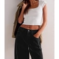 thumbnail image 6 of Women'S Corduroy Pants Mid-Rise Elastic Waist Cord Pant Casual Wide Leg Baggy Trouser with Pockets Black L, 6 of 9
