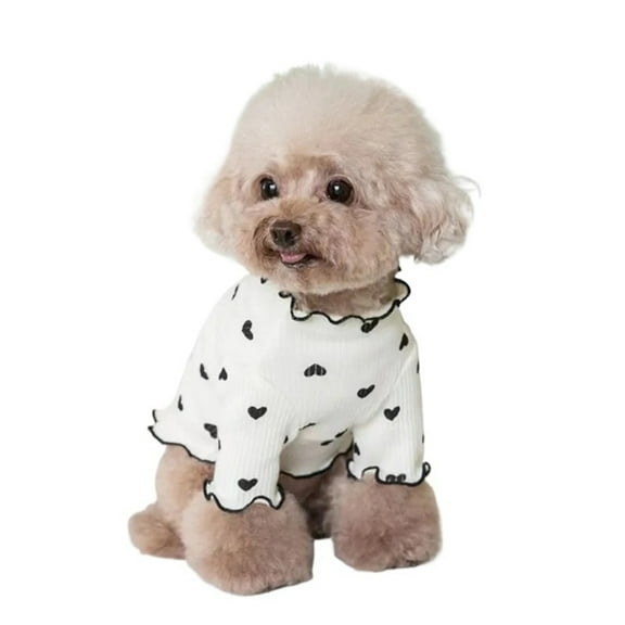 BAIANNAN Autumn Winter Pet Undercoat Dog Clothes Cute Heart Print Waffle Home Vest Dog Cat Yorkshire Schnauzer Maltese New Year Christmas