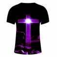 thumbnail image 5 of DeHolifer Men T Shirt Short Sleeve Cross Printed Crewneck Casual Tee T Shirt Loose Fashion Blouse Tops Purple 3XL, 5 of 5