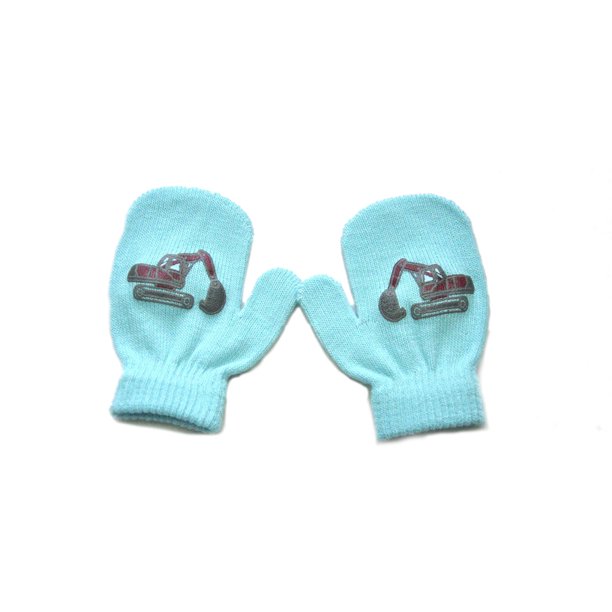 Qarigey 1 par de manoplas para niños Cubierta de mano adorable Cubiertas de dedos cálidas para mantener el calor con patrones de automóviles para usar guantes y mitones Azul claro