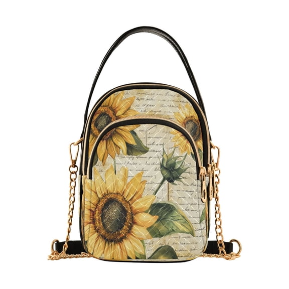 Women's Crossbody Handbags Shoulder Handbag Multi Pocket Crossbody Bag Vintage Sunflowers