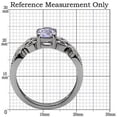 thumbnail image 2 of Womens Silver Rings High polished (no plating) Stainless Steel Ring with AAA Grade CZ in Light Amethyst TK079, 2 of 5