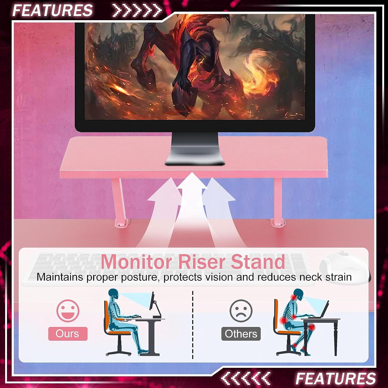 Dkelincs L Shaped Gaming Desk 50.4 inch Corner Computer Desk Table with Removable Shelf for home Office, Pink