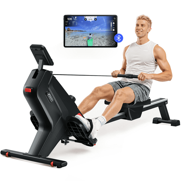 MERACH Magnetic Rowing Machines 350lbs Weight Capacity, Indoor Foldable with 16 Levels Resistance for Home Workout