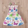 thumbnail image 2 of QUDDERR Kids Girls Halter Dress Casual Floral Print Dress Spaghetti Strap Dress A-line Dress for Toddler/Big Kid Girls Clothing 1-5T Clothes, 2 of 9