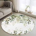 thumbnail image 3 of Sage Green Leaf 3ft Round Rug for Bathroom Accent Bedside Corner, Watercolor Eucalyptus Leaves Botanical Washable Non Slip Circle Area Rug for Small Spaces, 3 of 9