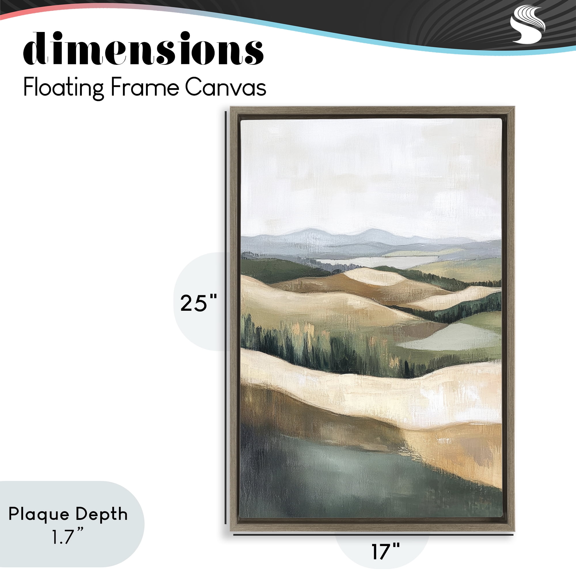 Stupell Industries Tranquil Rolling Hills & Fields Brown Framed Floater Canvas Wall Art, design by Petal Prints Design