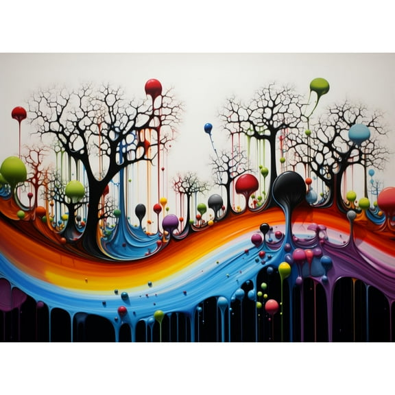 Abstract Rainbow Color Trees 5D Diamond Art Painting by Number Kits for Adults DIY Paint with Round Full Drill Diamond Gems Painting Art Craft for Home Wall Decor 11.8x15.8inch